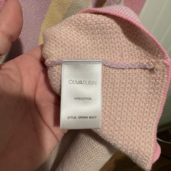 Anthropologie Olivia Rubin Macy Pastel Stripe Knit Dress Midi Length NEW Large - Picture 8 of 9